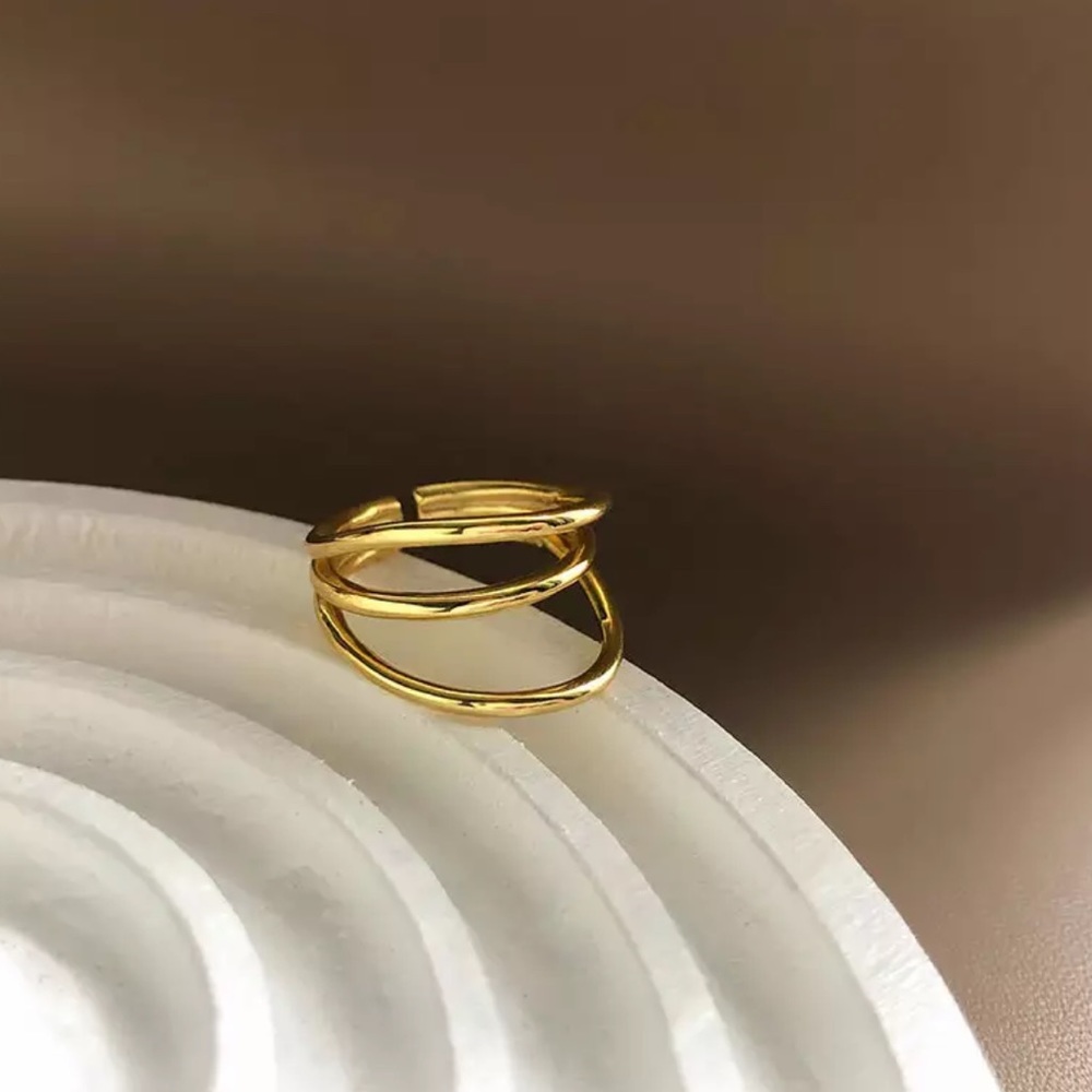 New 18K Gold Vermeil Sterling Silver 925 layered ring